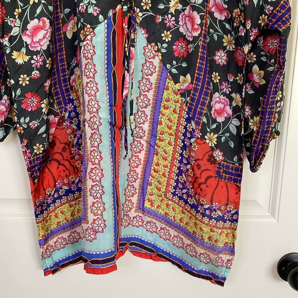 Johnny Was Womens Lookout Electra Silk Printed Tunic Shirt Size XS Boho Hippie‎ - Picture 8 of 11
